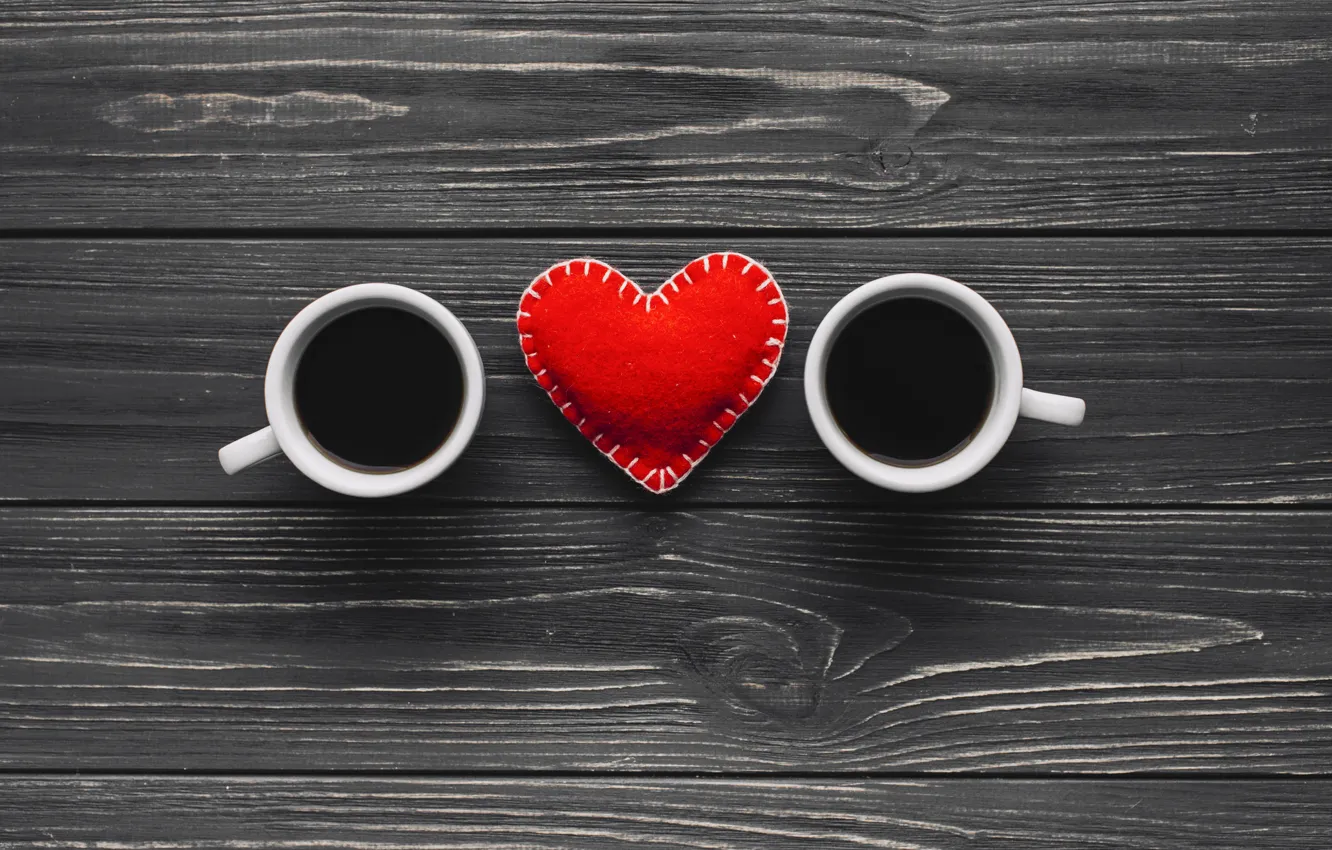 Photo wallpaper Coffee, pair, Hearts, Background