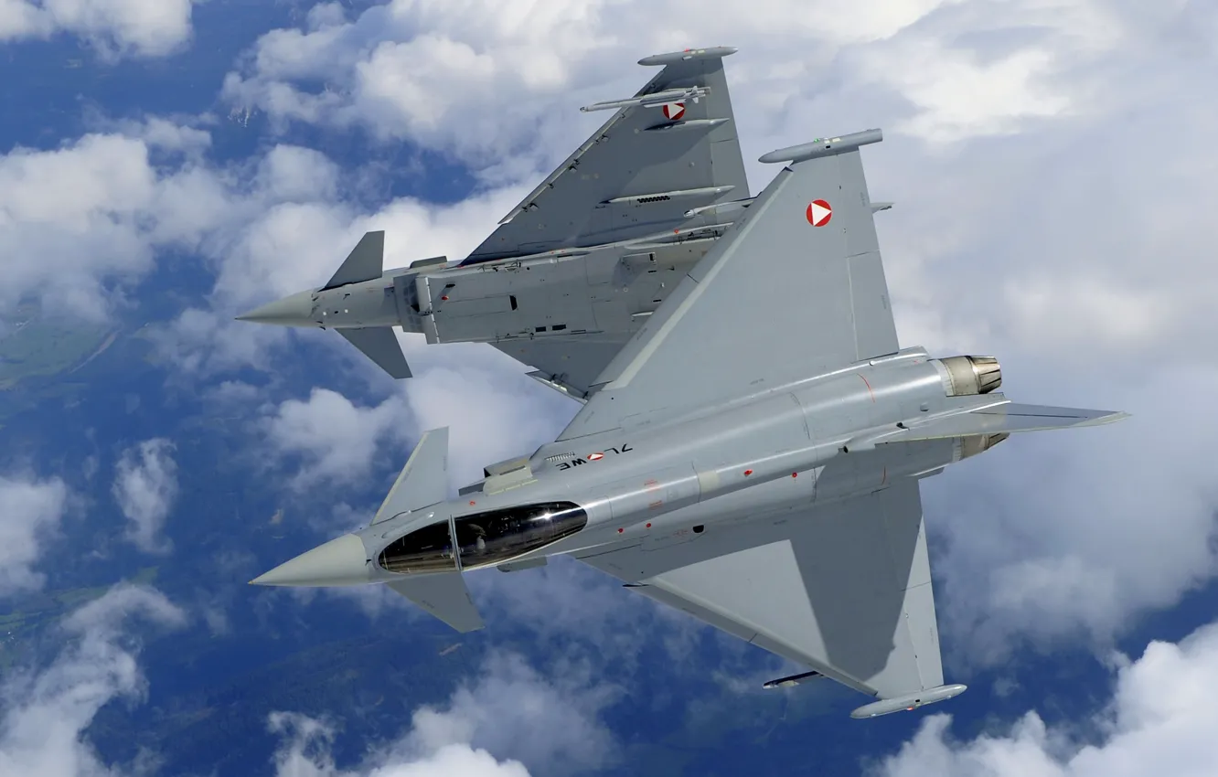 Photo wallpaper Clouds, Eurofighter Typhoon, Cockpit, Multi-Role Fighter, Of the air force of Austria