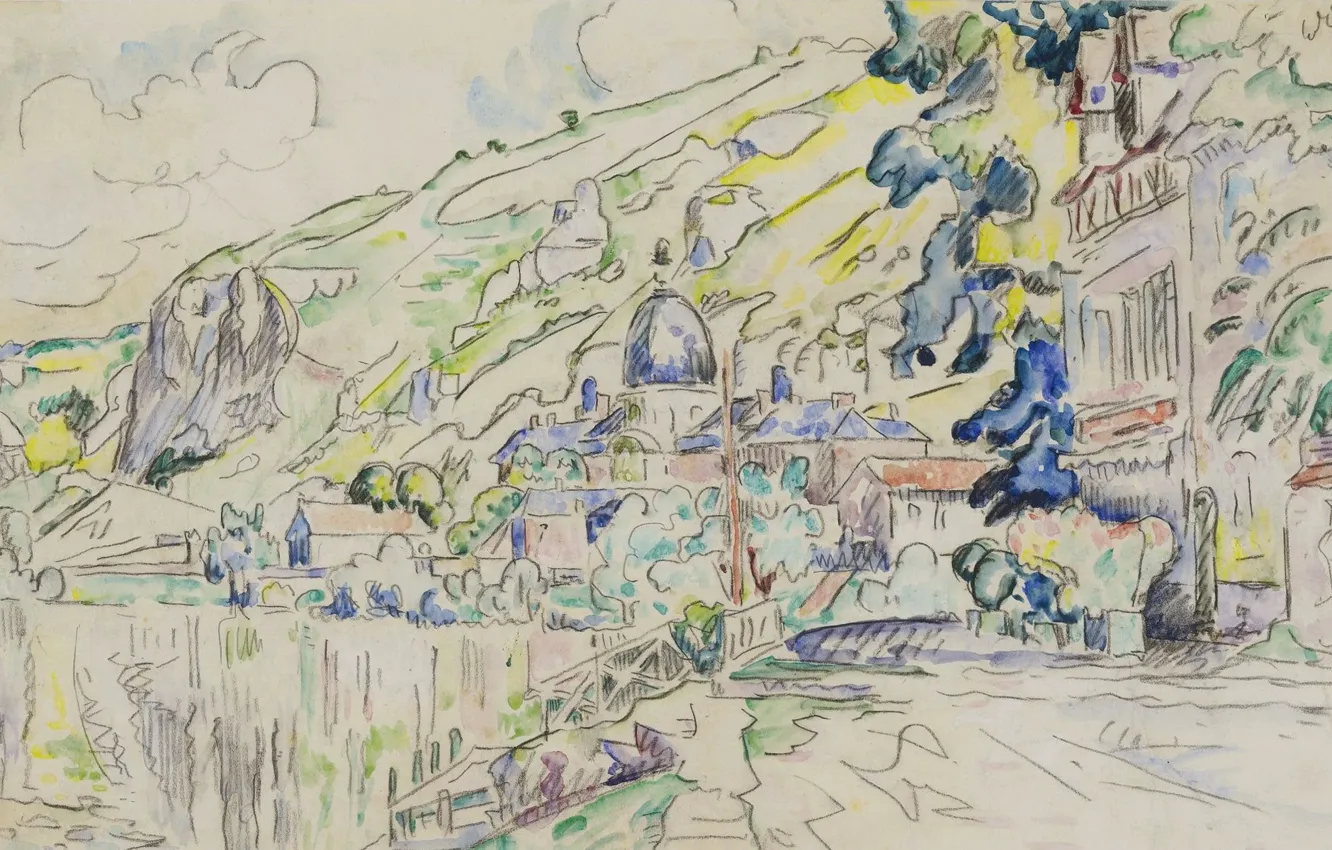 Photo wallpaper Paul Signac, Les Andelys, 1923, Paul Signac, figure, watercolor