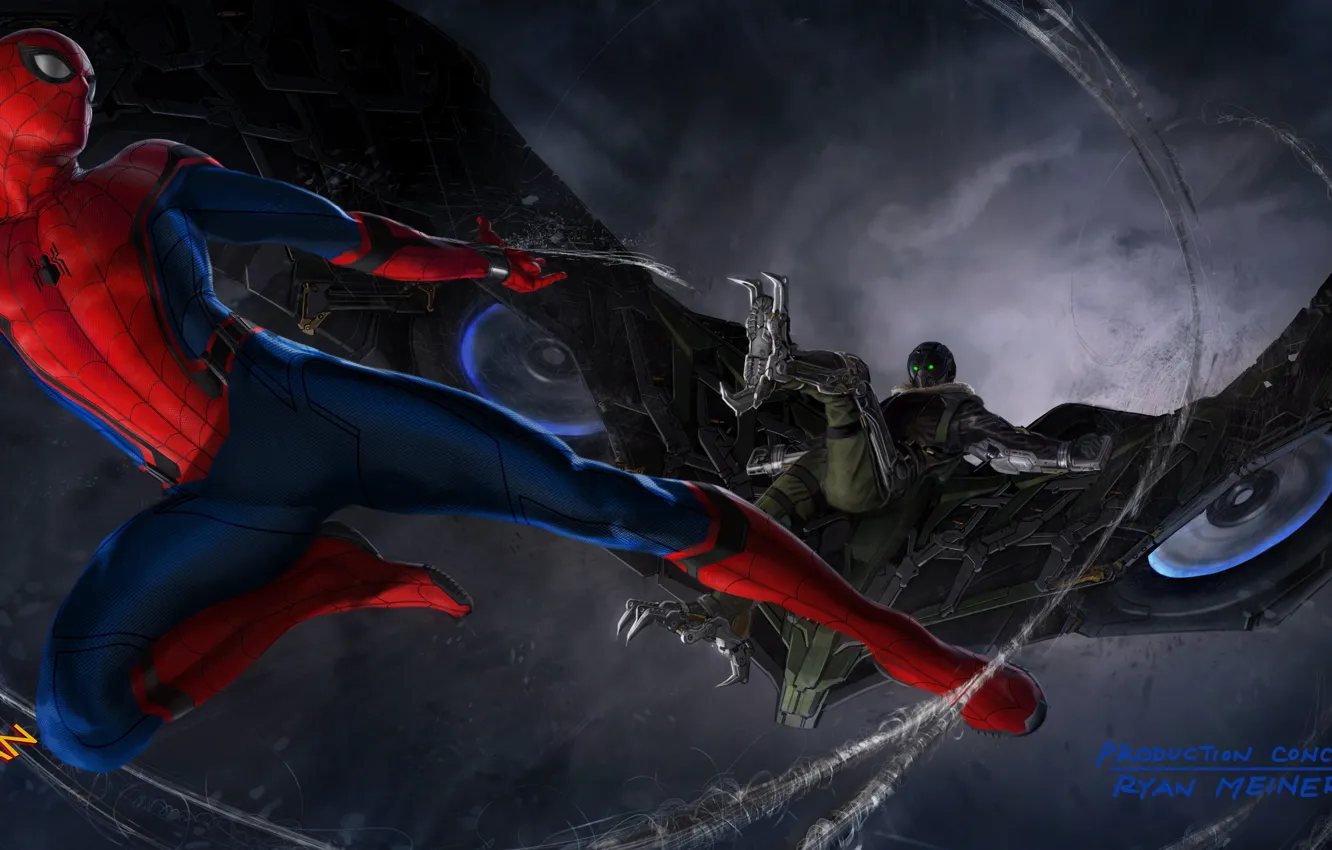 Photo wallpaper vulture, Marvel, spider-man, Spider-Man, Vulture, concept-art, Spider-Man Homecoming