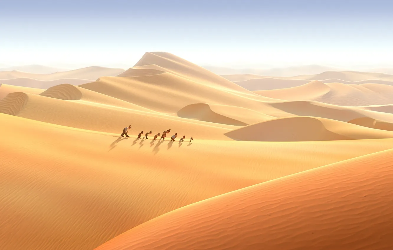 Photo wallpaper sand, desert, cartoon, adventure, dwarf, hike, The 7th dwarf, The 7th dwarf