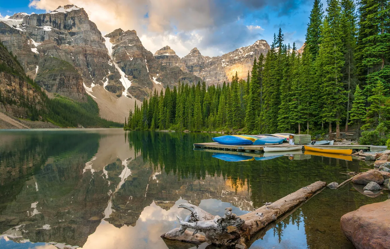 Photo wallpaper forest, trees, mountains, nature, lake, Canada