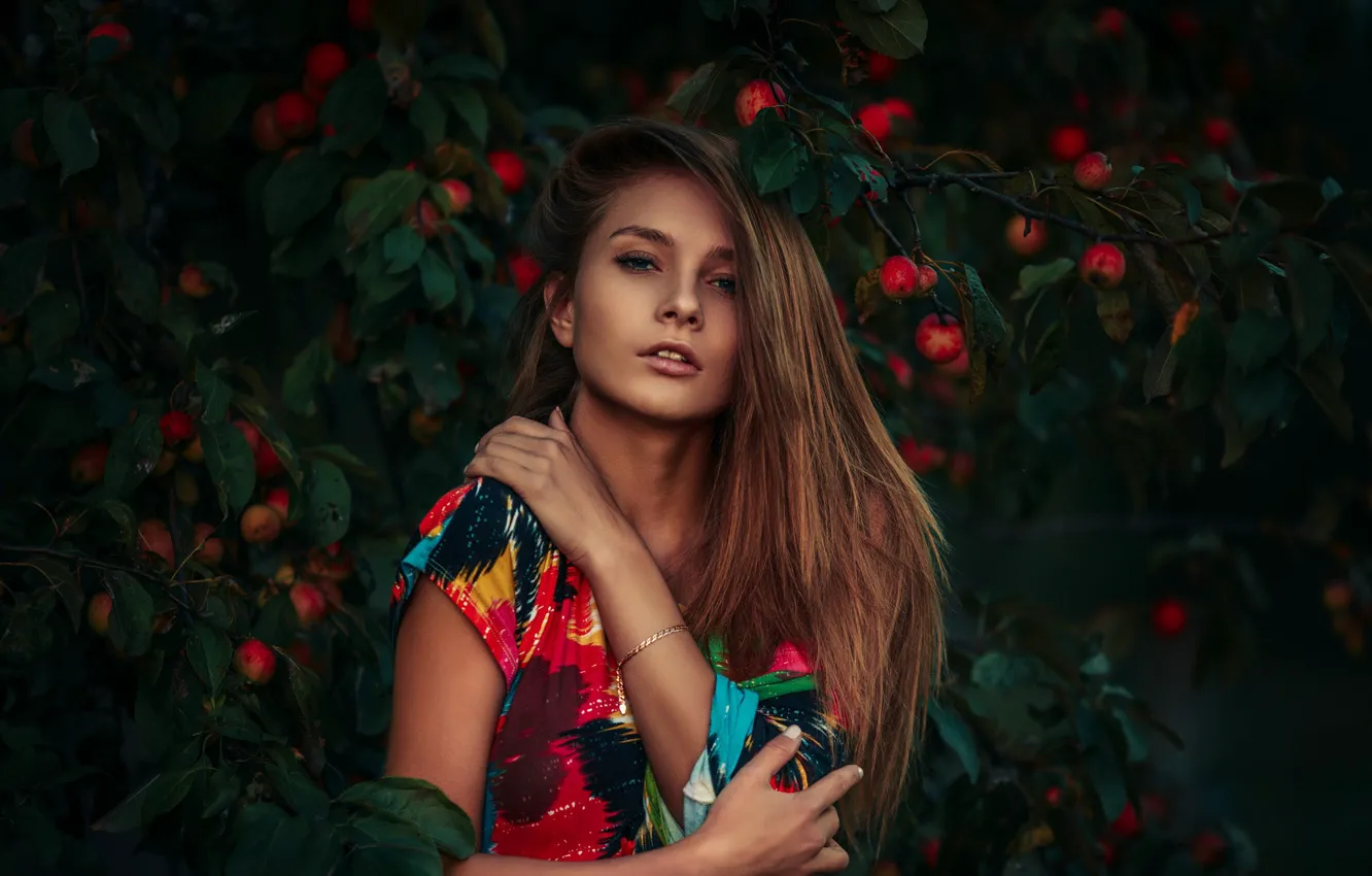 Photo wallpaper summer, look, girl, sunset, face, pattern, feelings, portrait