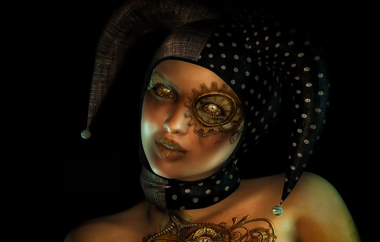 Photo wallpaper look, girl, cyborg