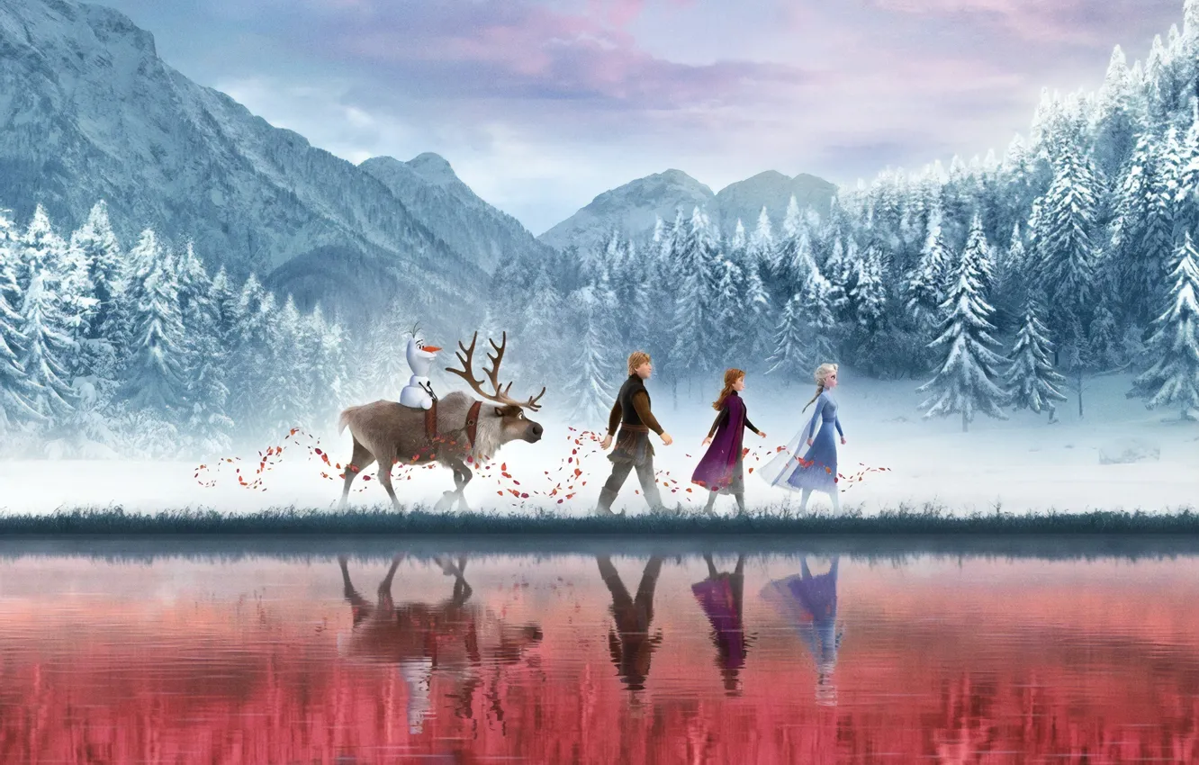 Photo wallpaper Frozen, Red, Fantasy, Nature, Blizzard, Beautiful, Anime, Wood