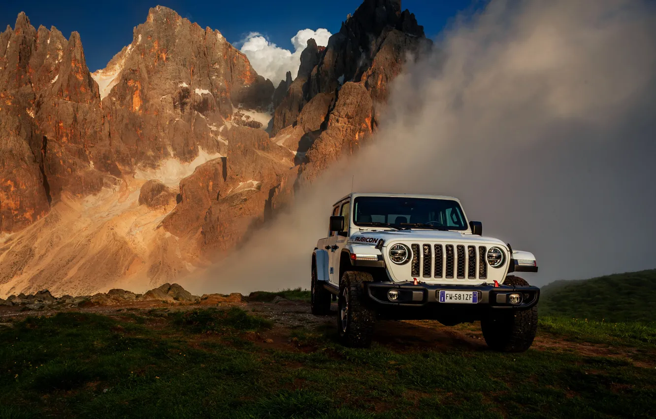 Photo wallpaper white, SUV, pickup, Gladiator, 4x4, Jeep, Rubicon, 2019