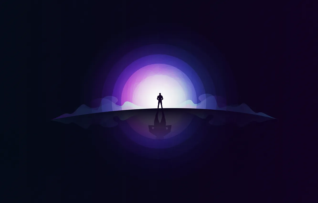 Photo wallpaper lights, the dark background, minimalism, flash, silhouette, art, night, art