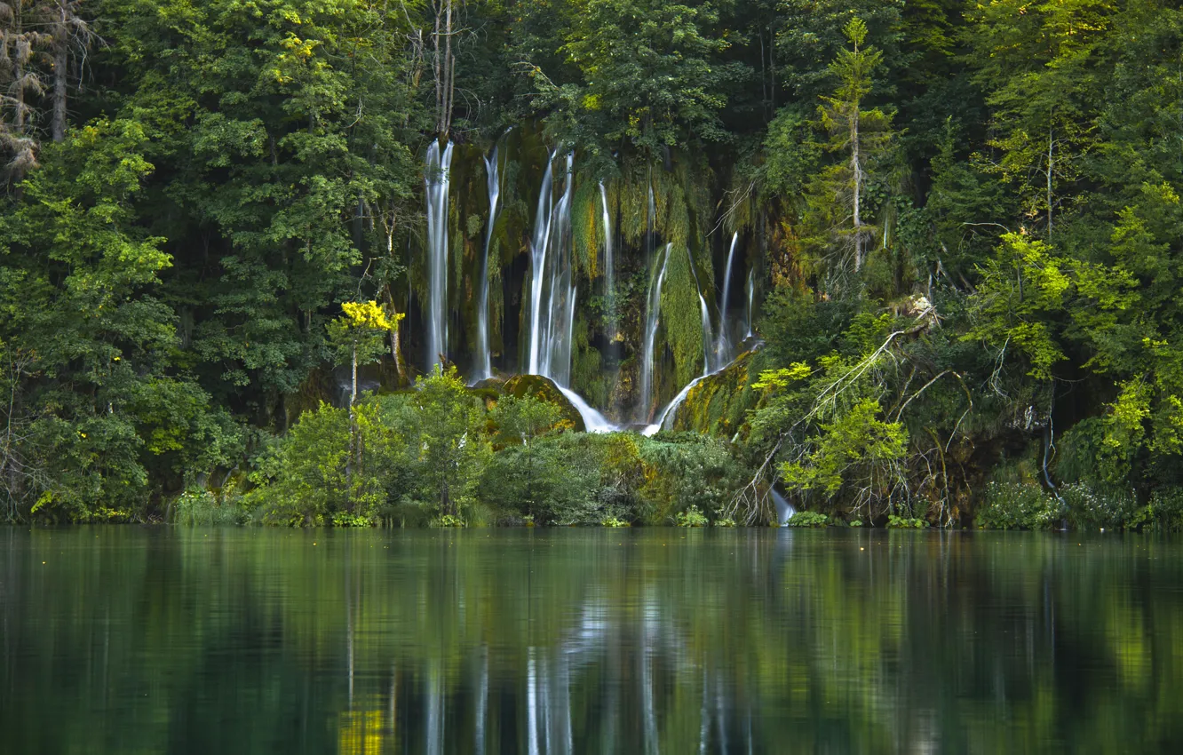 Photo wallpaper forest, water, trees, lake, waterfall, Croatia, Croatia, Plitvice Lakes National Park