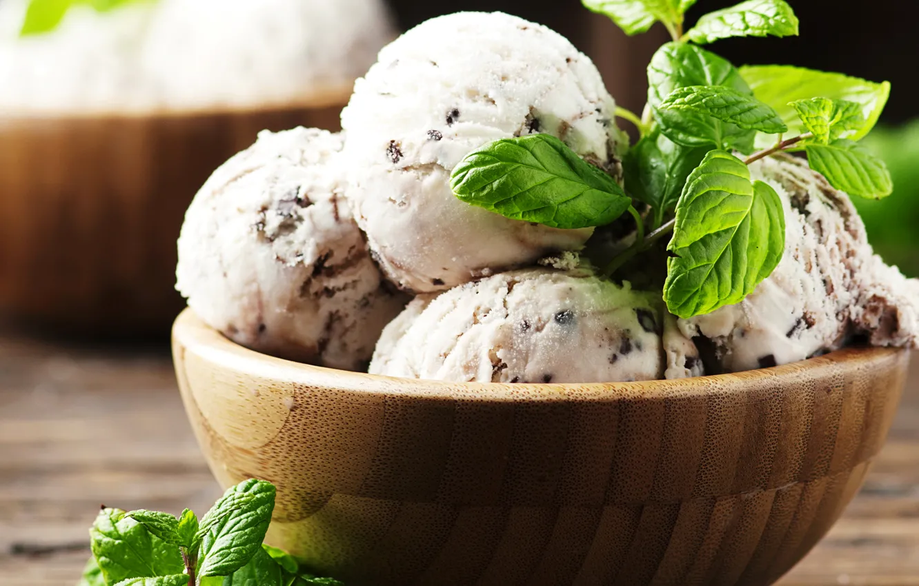 Photo wallpaper greens, balls, chocolate, ice cream, sweet, chocolate, sweets, dessert