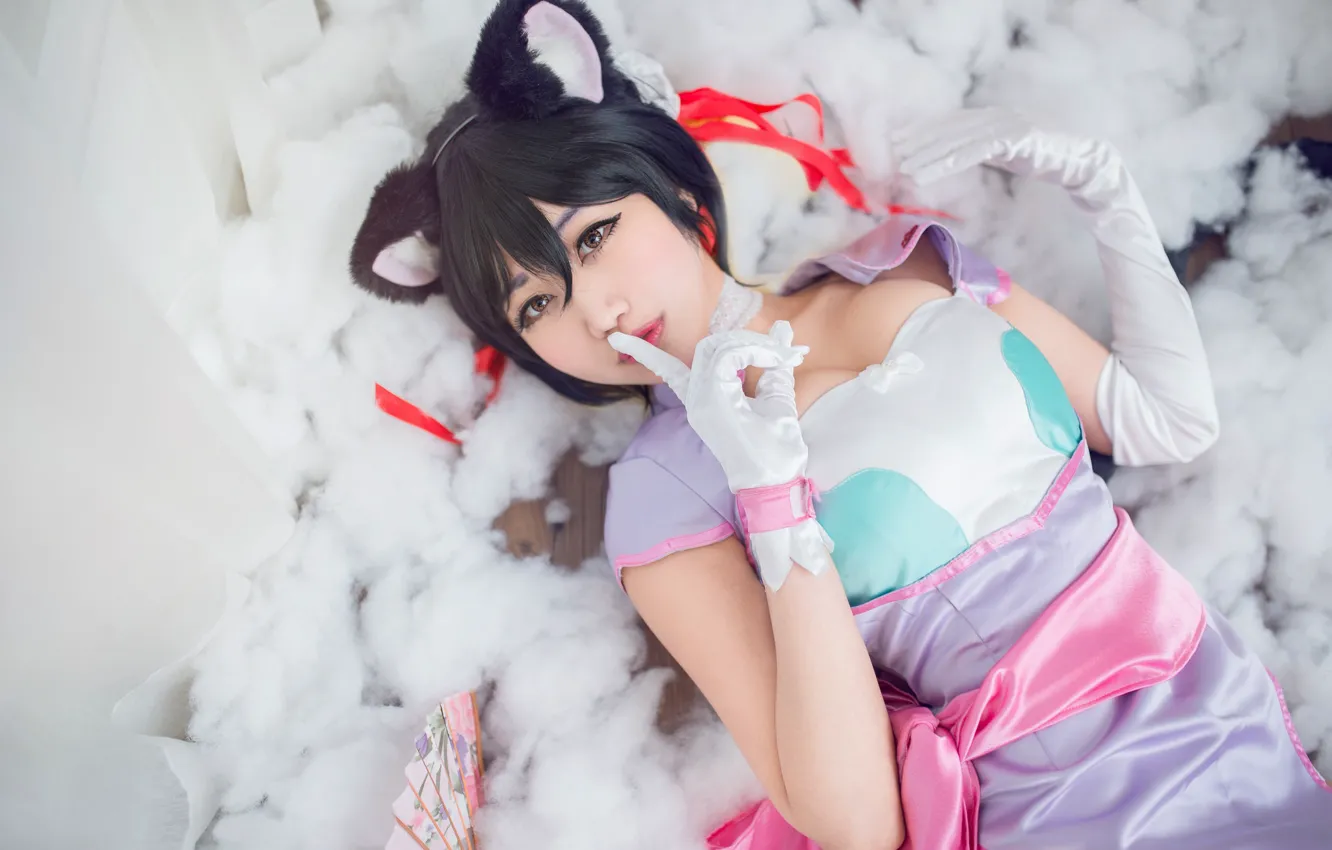 Photo wallpaper cat, chest, look, girl, face, sexy, pose, style