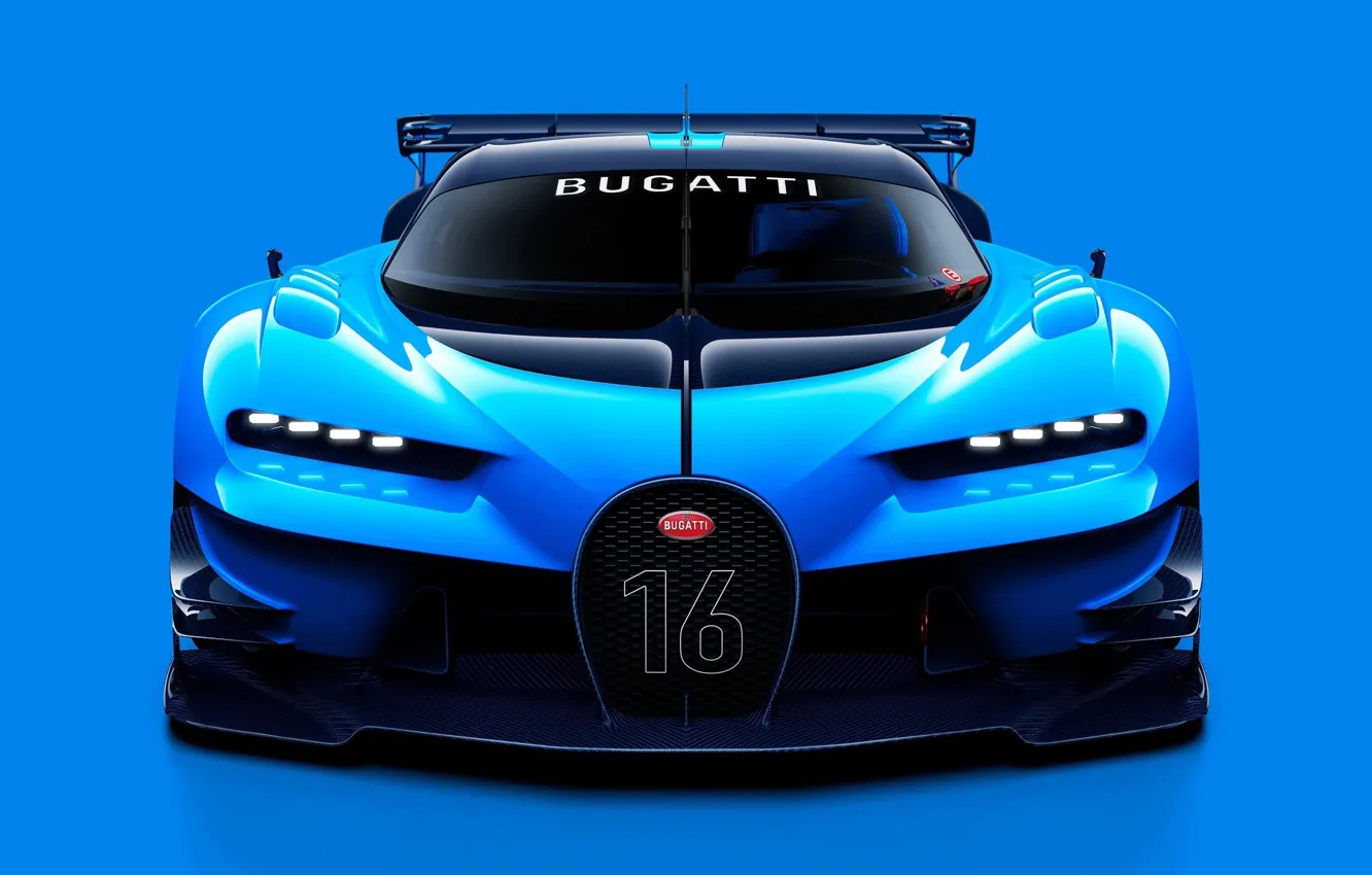 Photo wallpaper concept, Bugatti, sport, Vision, blue, tuning, front, race