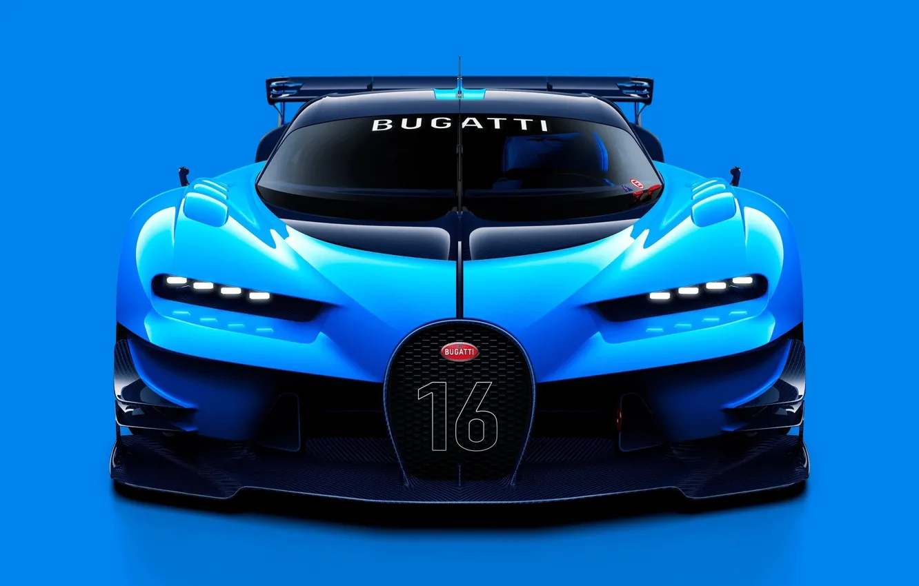 Photo wallpaper Concept, Bugatti, Vision, Front, blue, tuning, race, face
