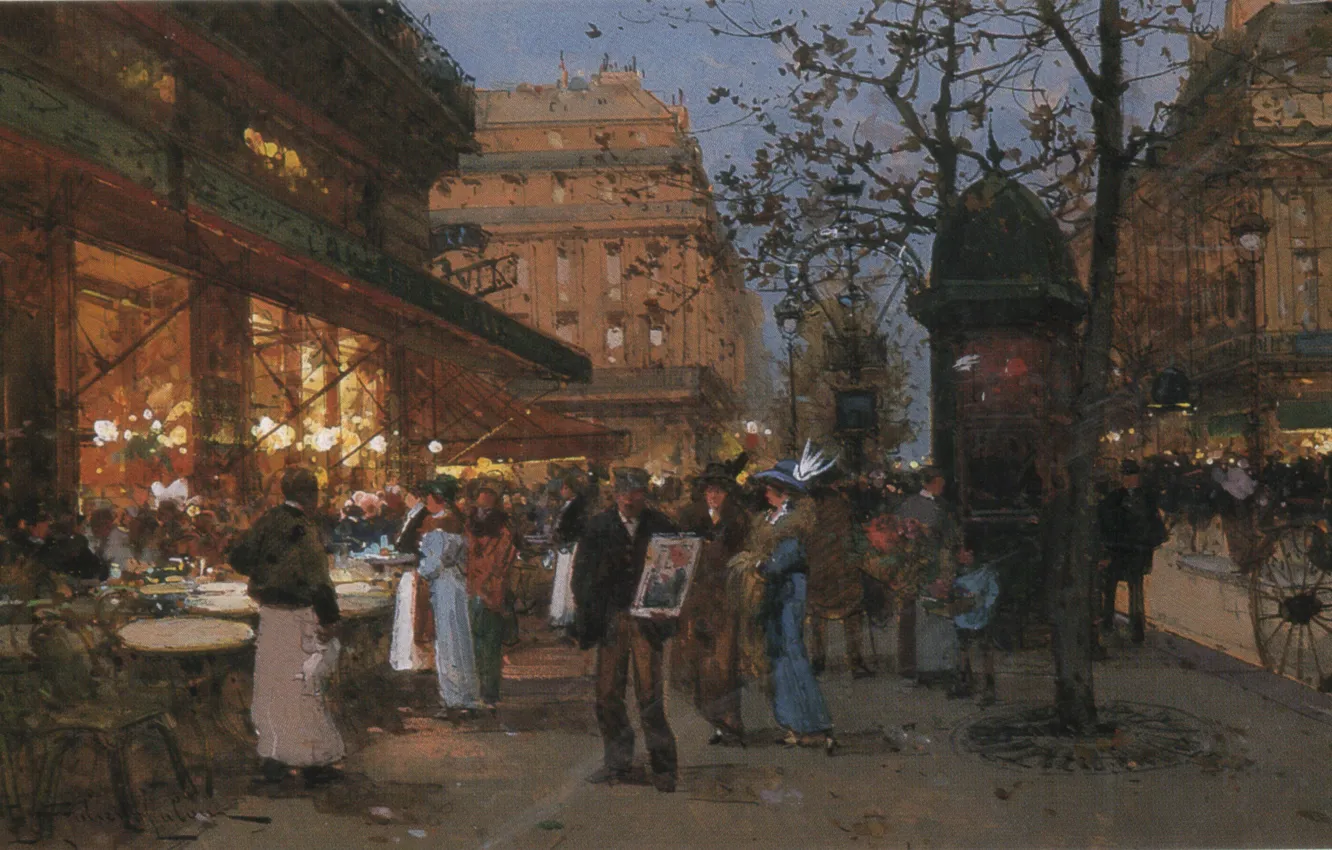 Photo wallpaper Eugene Galien Laloue, Cafe of the Peace, Paris Print