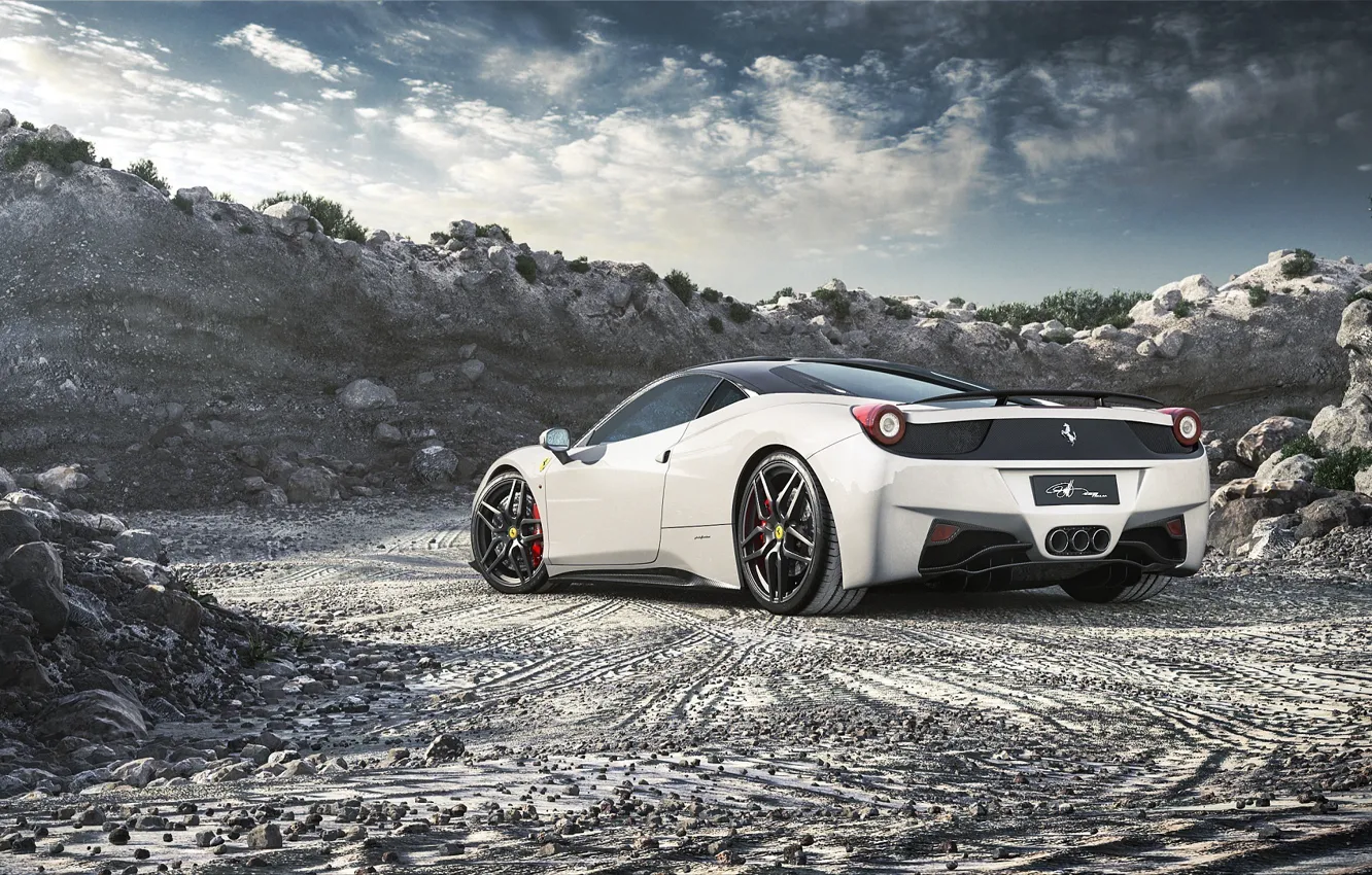 Photo wallpaper Ferrari, Ferrari, 458, White, Italia