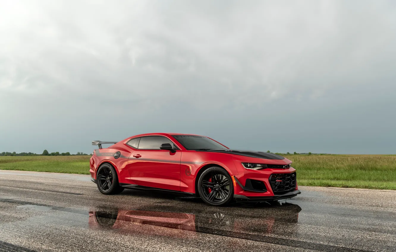 Photo wallpaper Chevrolet, Camaro, red, muscle car, Hennessey, Hennessey Chevrolet Camaro ZL1 The Exorcist