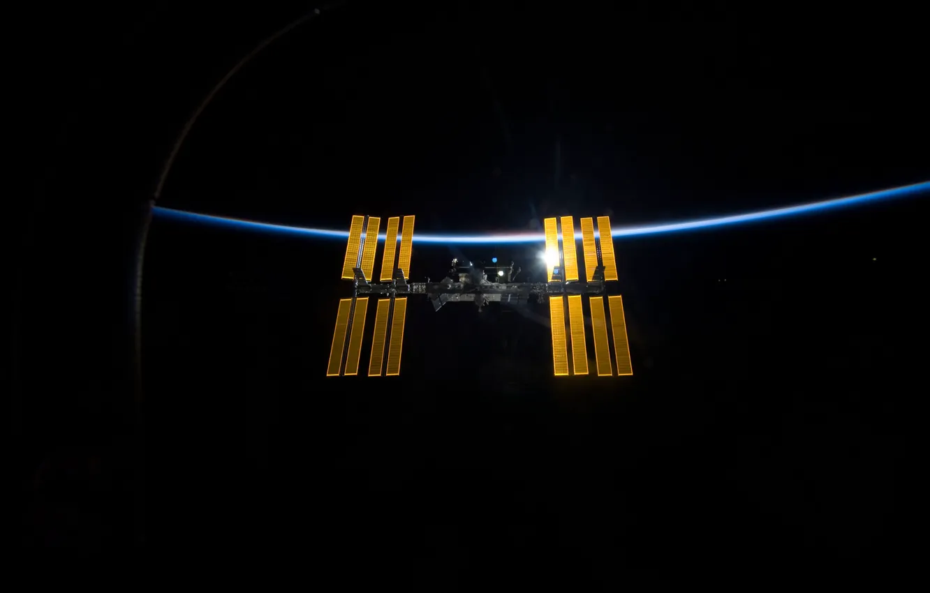Photo wallpaper earth, space, light, ISS, Space, International, ISS, background