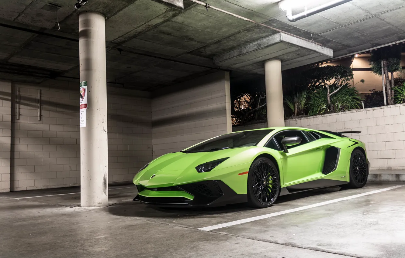 Photo wallpaper green, Lamborghini, Aventador