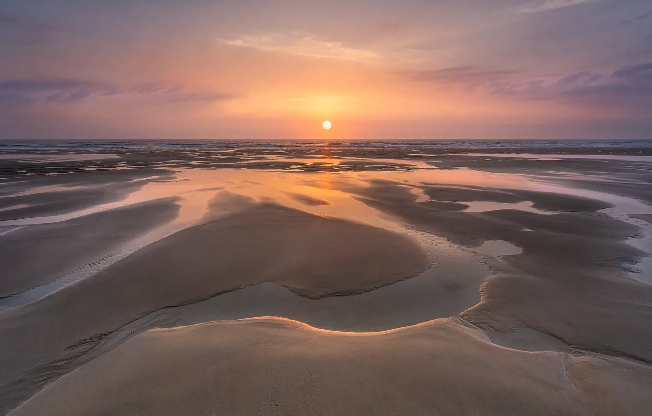 Photo wallpaper sea, coast, sunset