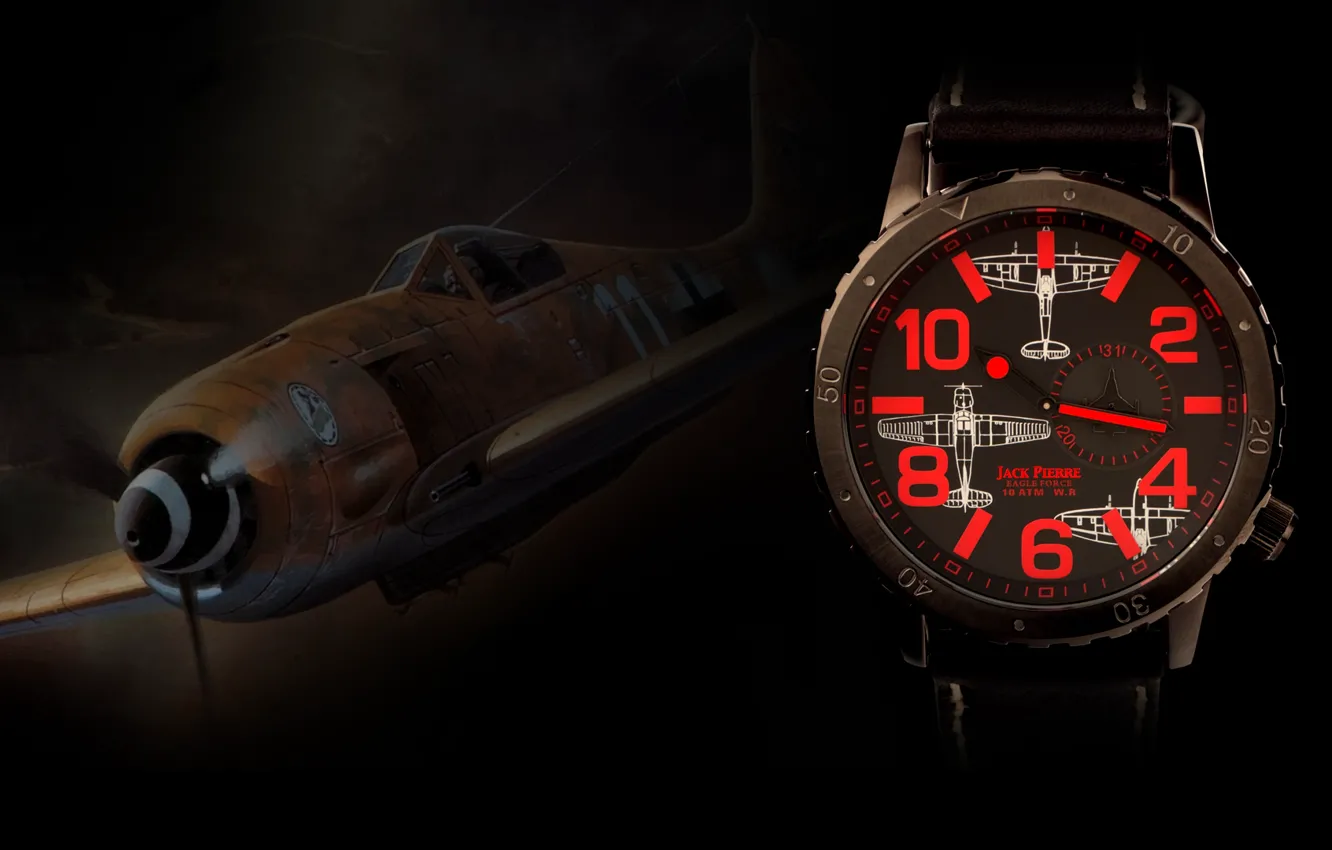 Photo wallpaper red, plane, watch, Jack Pierre