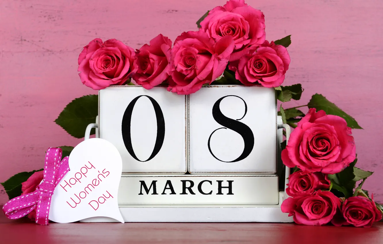 Photo wallpaper flowers, holiday, roses, March 8, number, date, women's day