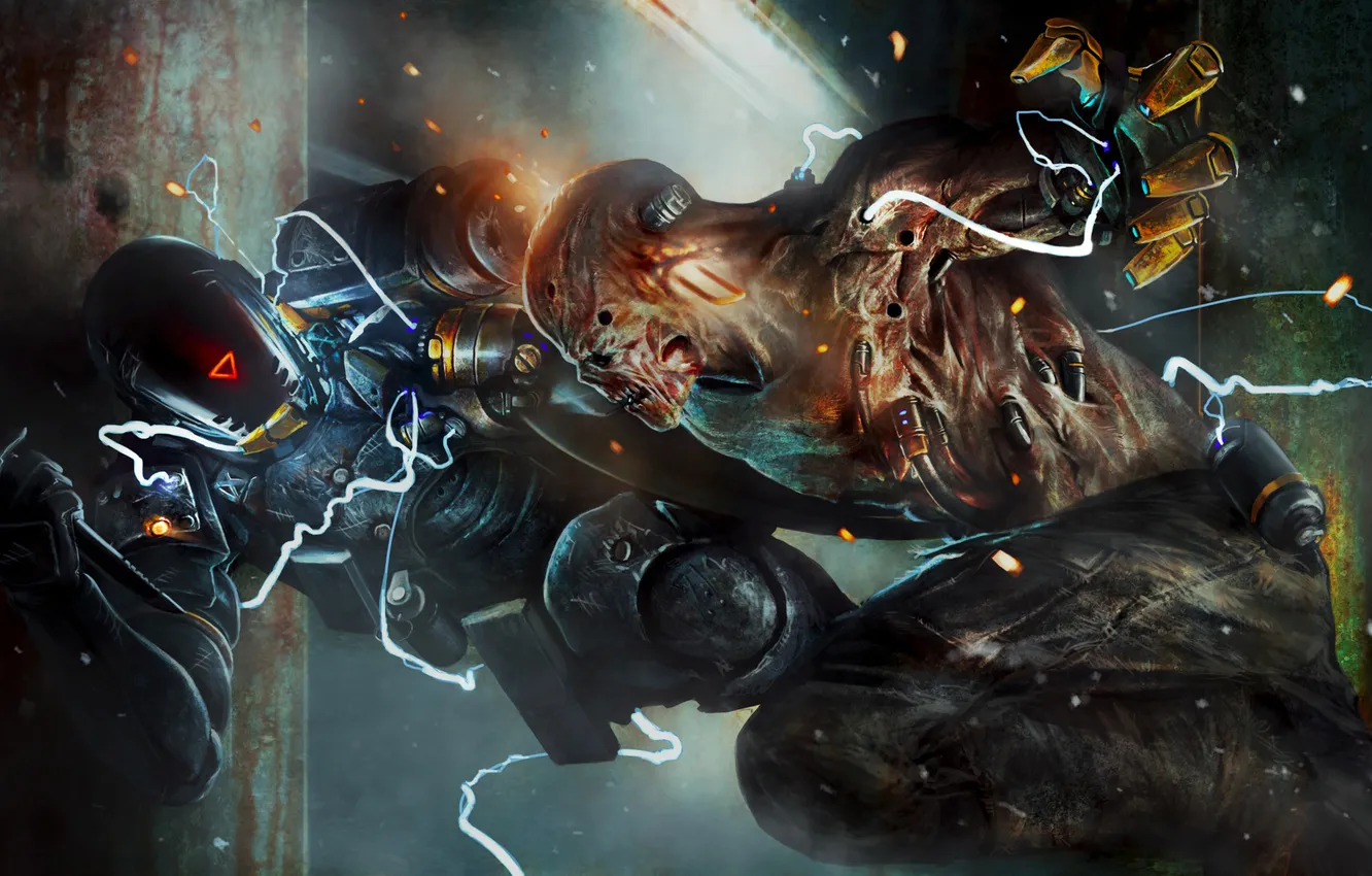 Photo wallpaper battle, costume, knife, blow, helmet, art, LMS, mutant