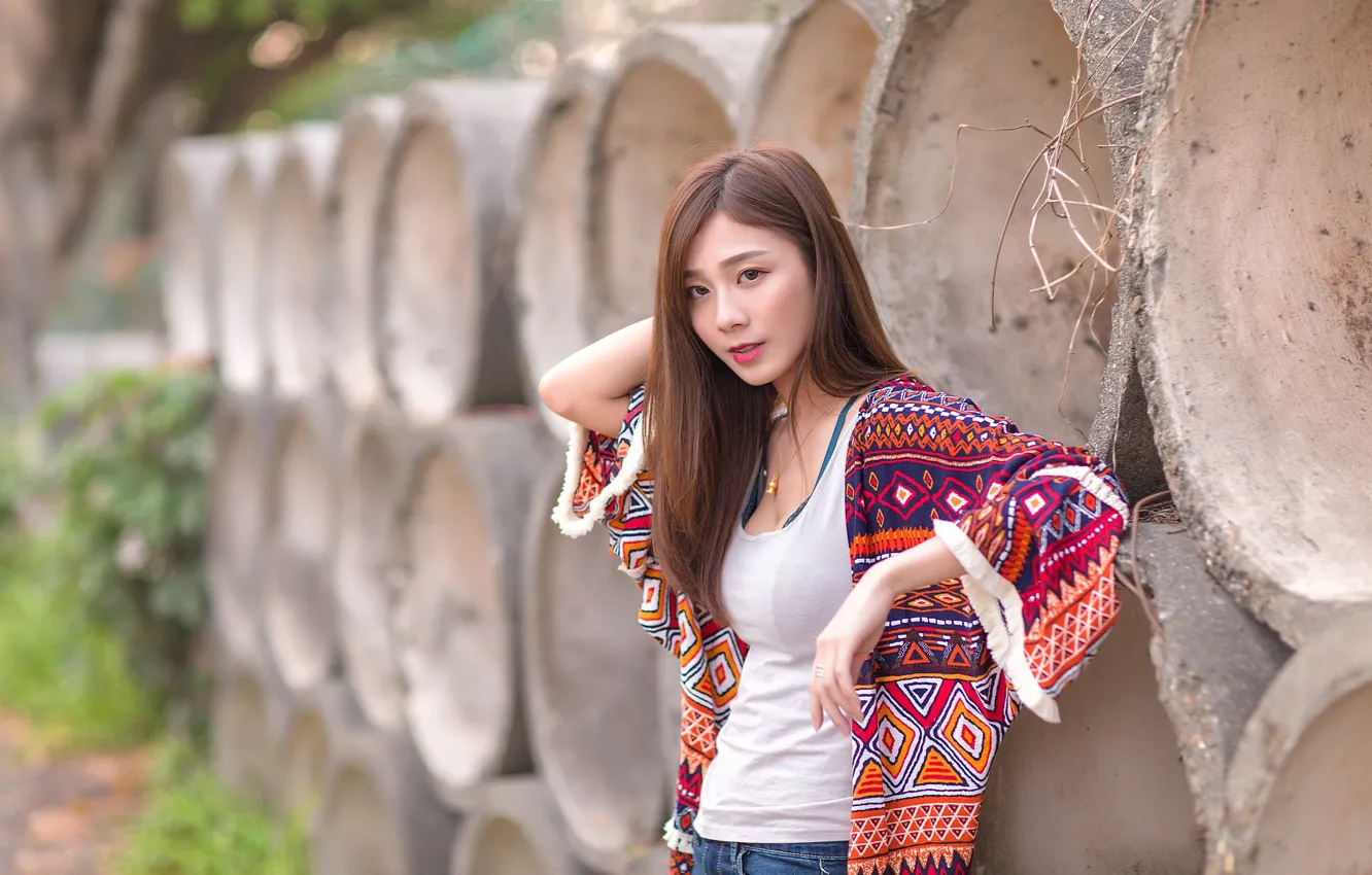 Photo wallpaper look, girl, hair, Asian