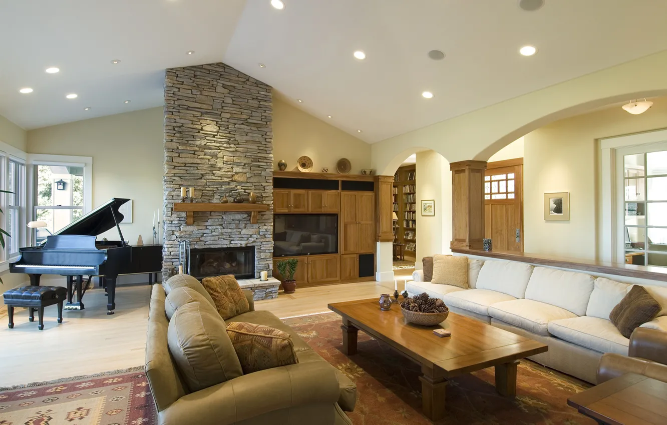 Photo wallpaper design, room, sofa, furniture, home, fireplace, living room