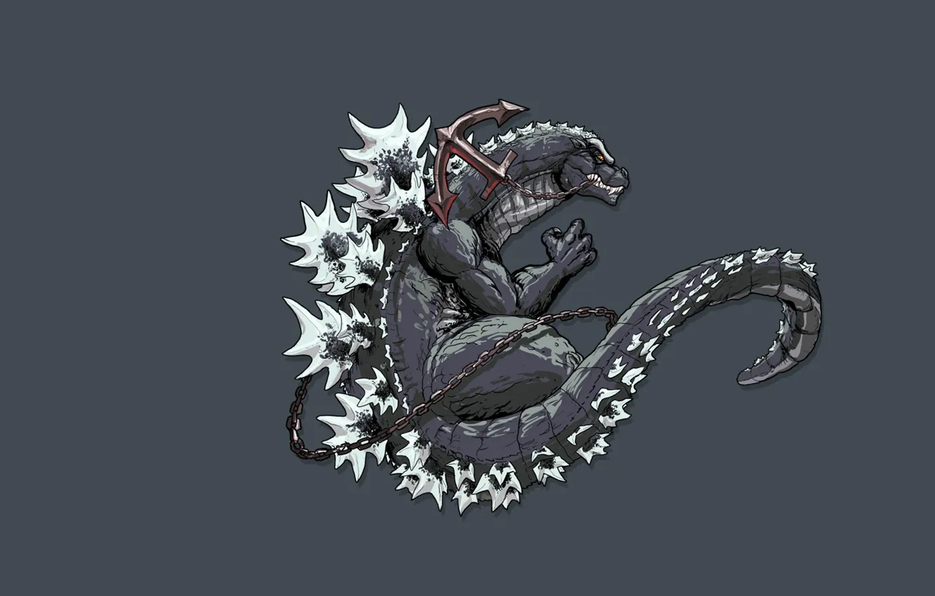 Photo wallpaper monster, dinosaur, tail, Godzilla, Godzilla, anchor