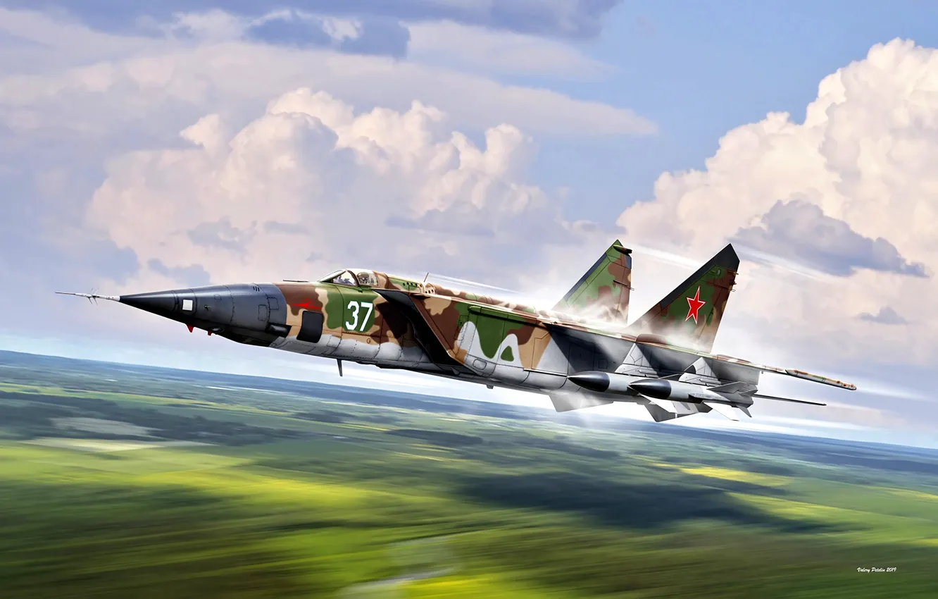 Photo wallpaper THE SOVIET AIR FORCE, The MiG-25, The aircraft penetration, 4 missiles X-58, MiG-25БМ