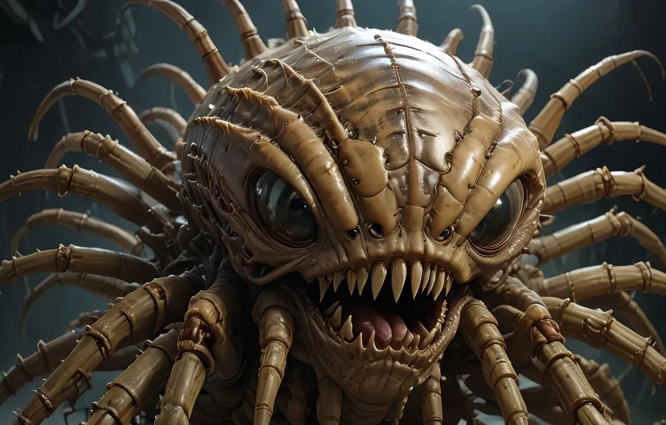 Photo wallpaper monster, being, mouth, fangs, arthropods