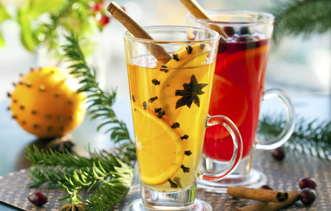 Photo wallpaper orange, drink, cinnamon, punch, clove, star anise