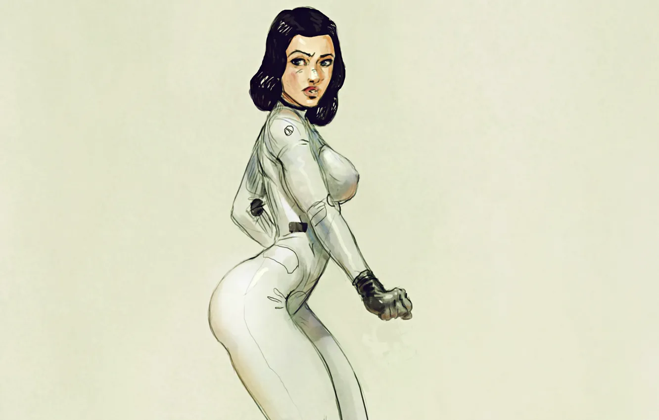 Photo wallpaper girl, art, costume, suit, post apocalyptic, space suit