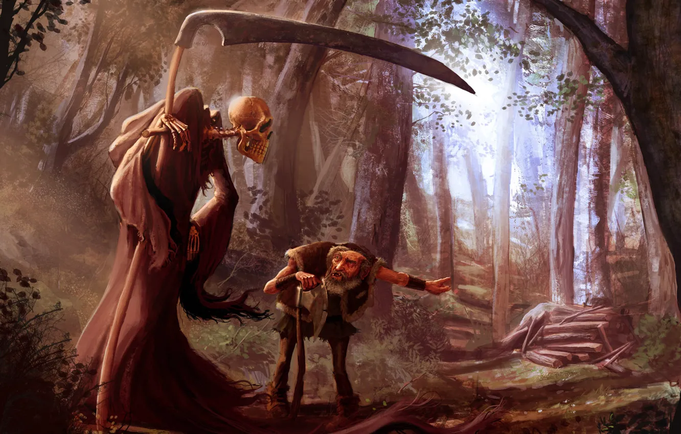 Photo wallpaper forest, death, the old man