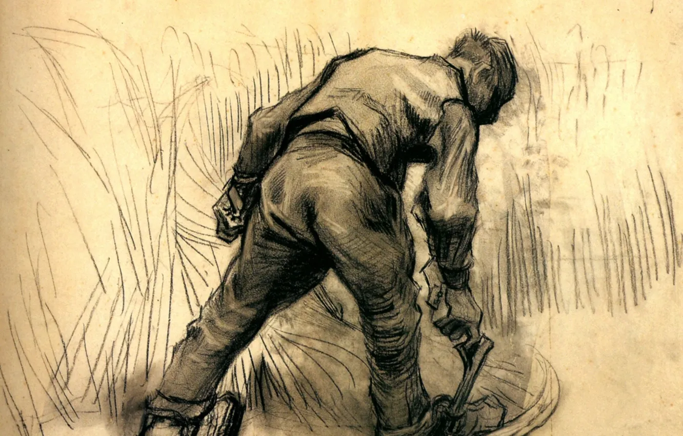 Photo wallpaper man, hammer, Vincent van Gogh, Reaper 2