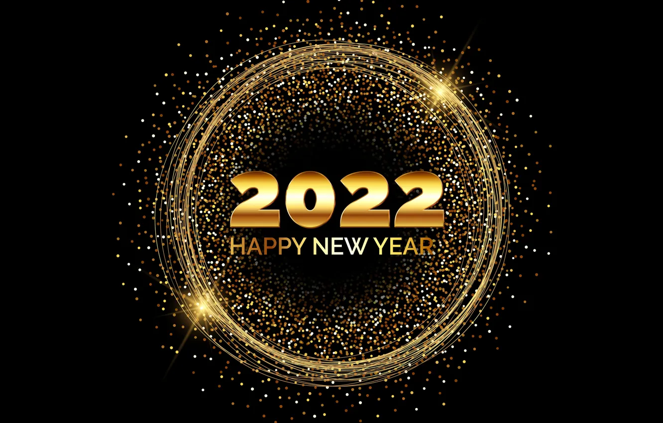 Photo wallpaper gold, new year, figures, golden, black background, New Year, luxury, decoration