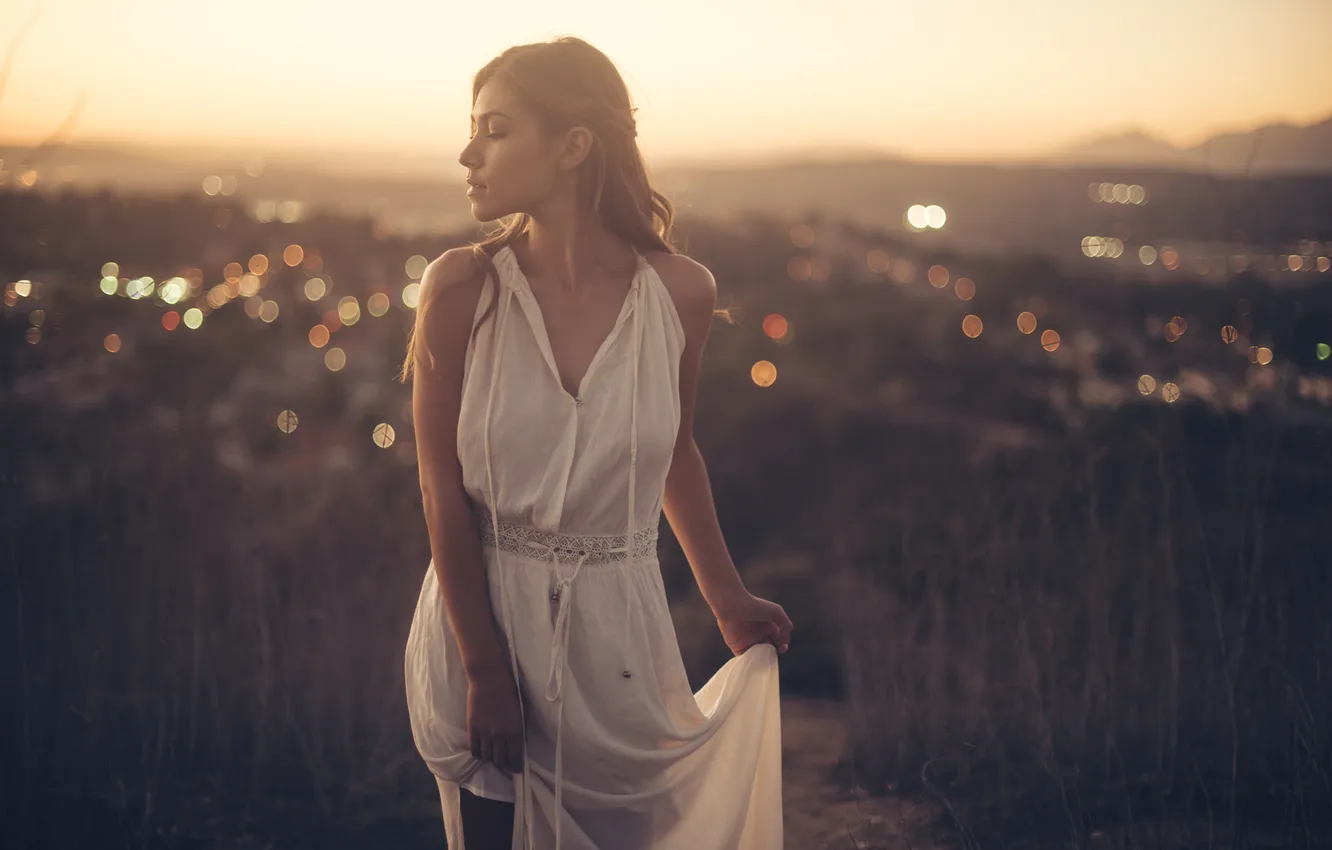 Photo wallpaper white, girl, dress