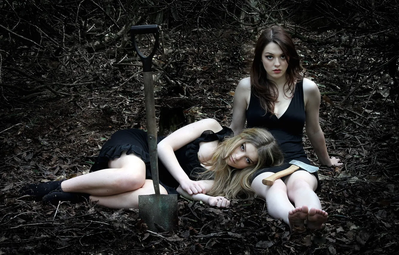 Photo wallpaper axe, shovel, in the woods, Imogen Dyer, accessory