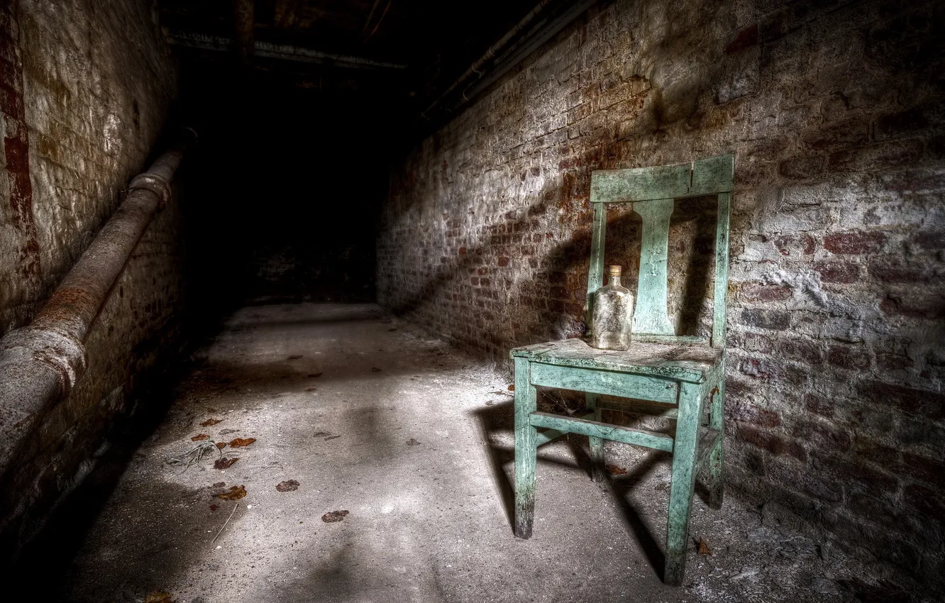 Photo wallpaper room, bottle, chair