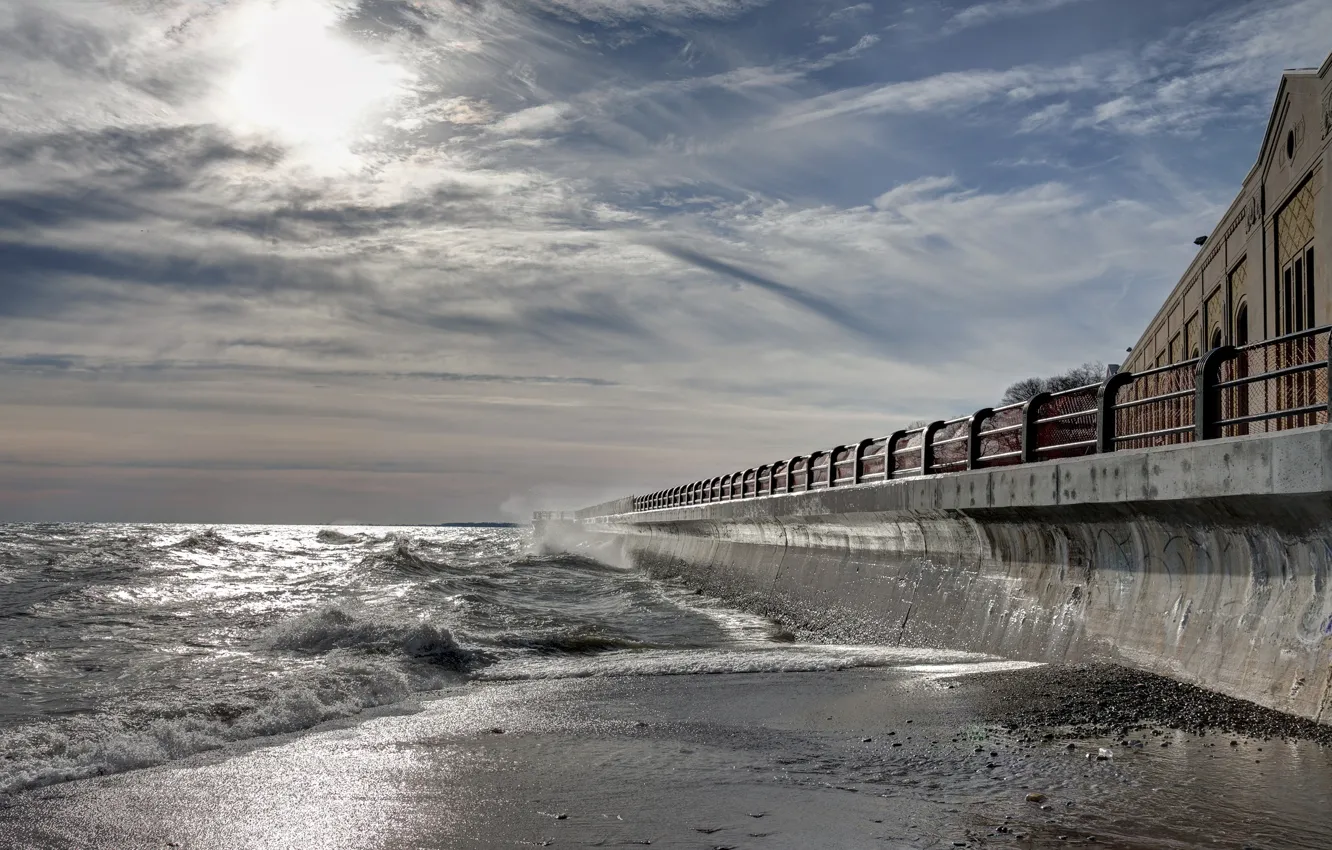 Photo wallpaper sea, landscape, the city