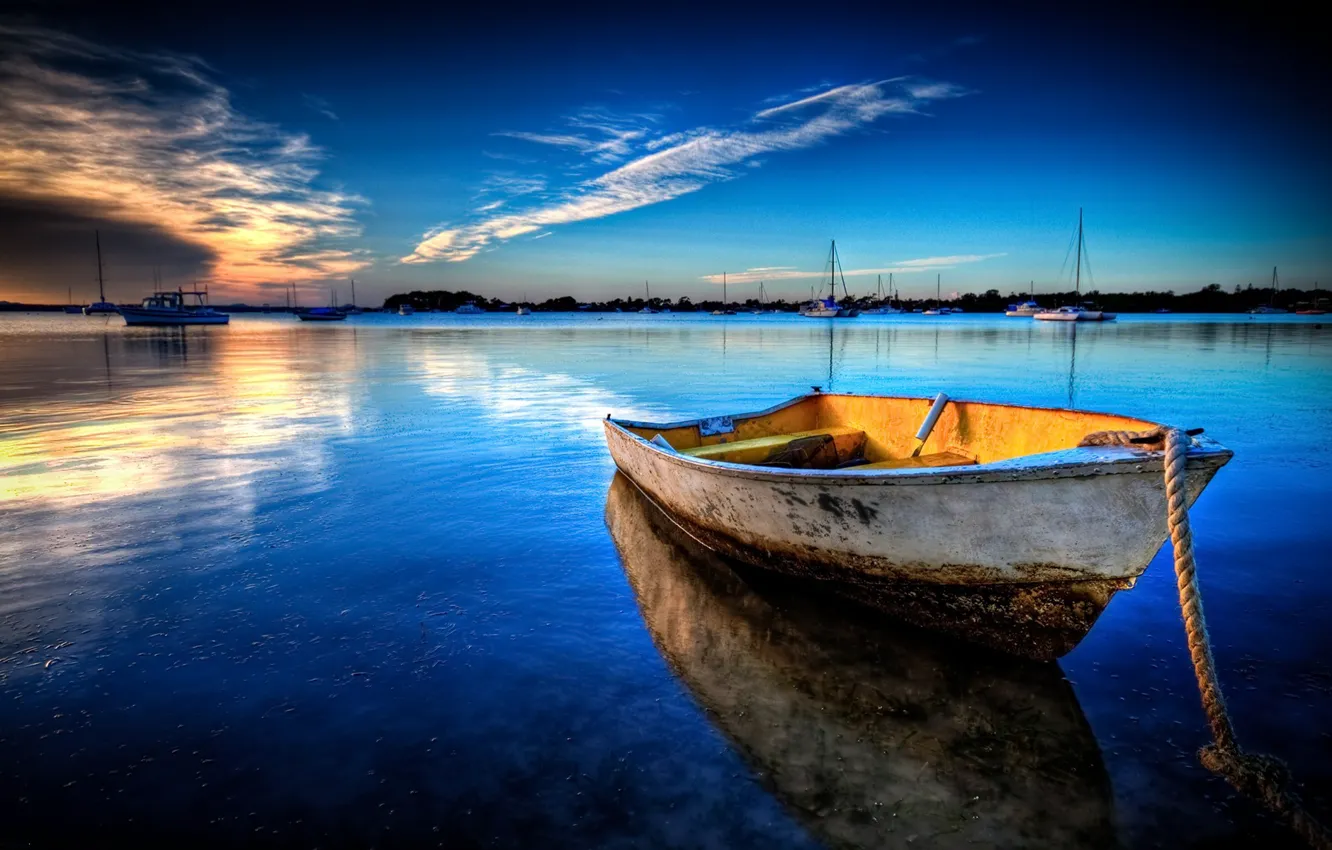 Photo wallpaper sea, landscape, boat