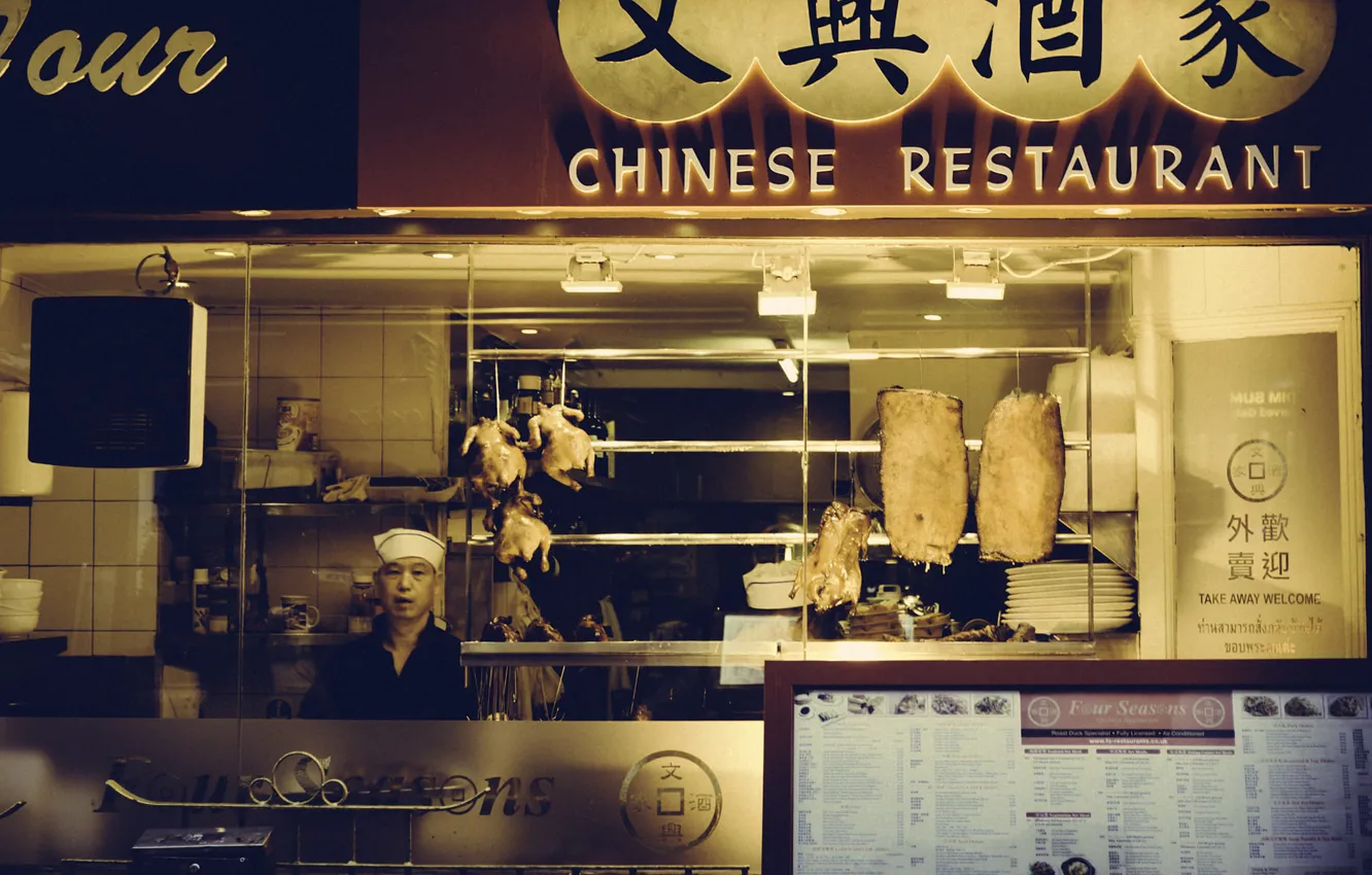 Photo wallpaper light, the city, restaurant, male, life, chickens