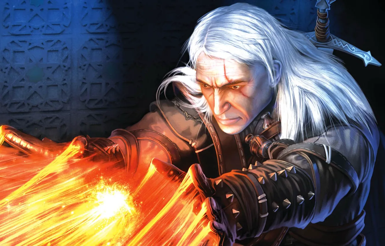 Photo wallpaper fire, magic, The Witcher, RPG