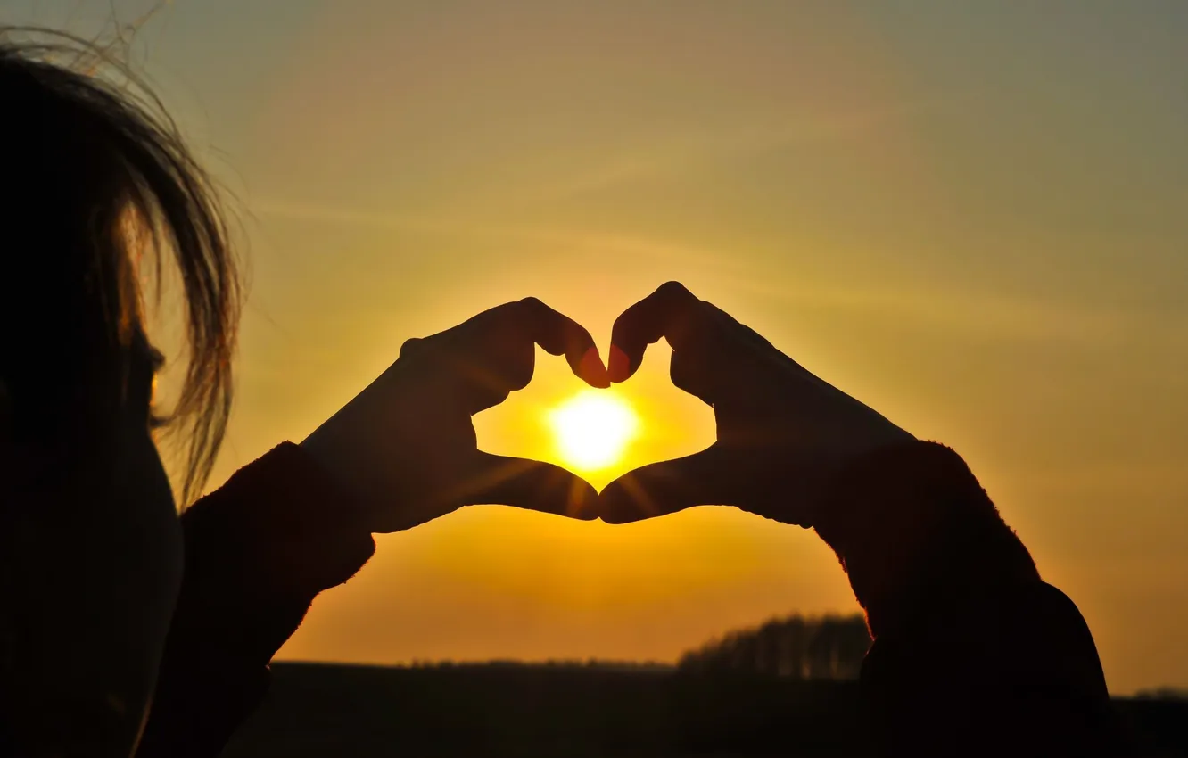 Photo wallpaper the sky, girl, the sun, love, sunset, background, mood, Wallpaper