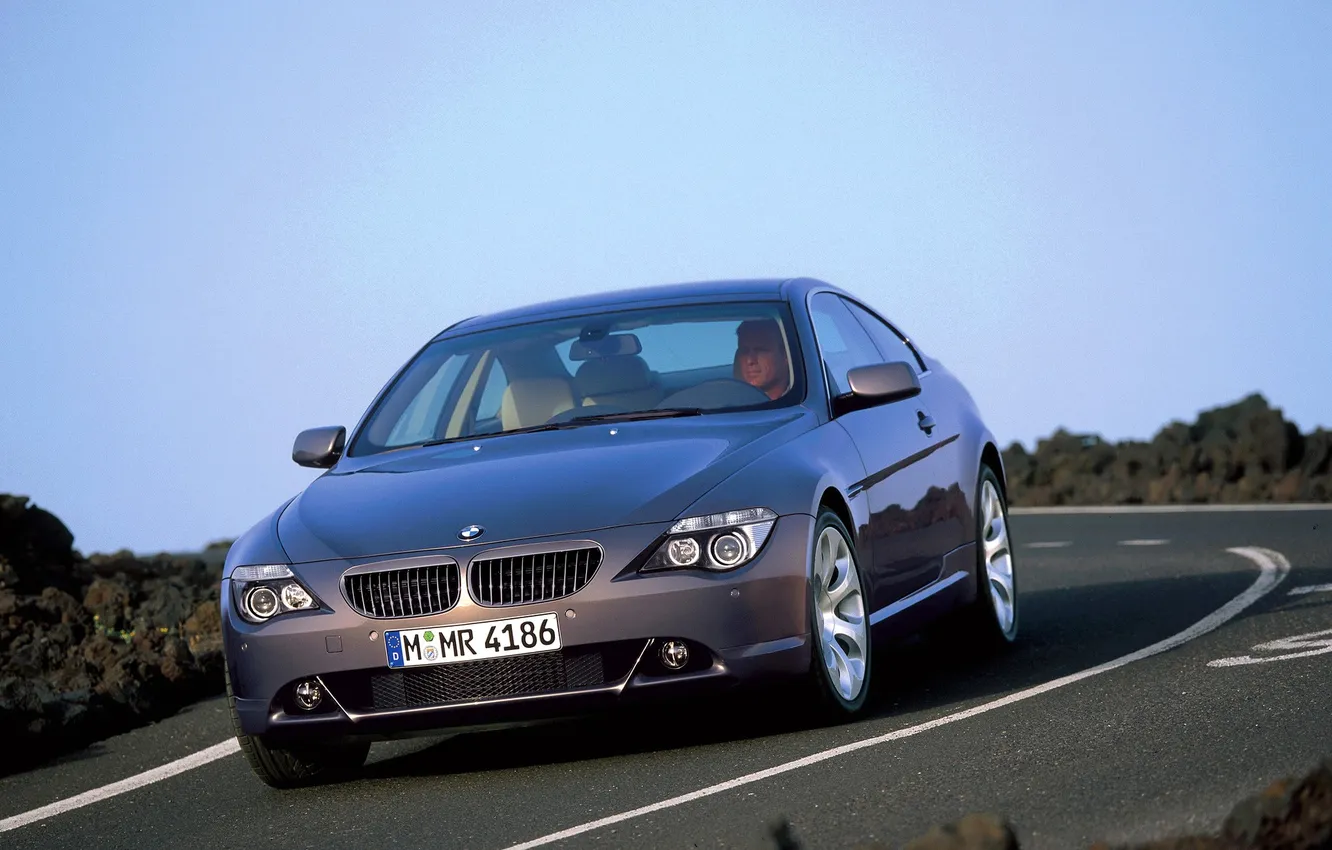 Photo wallpaper road, grey, BMW, highway, E63, BMW E63