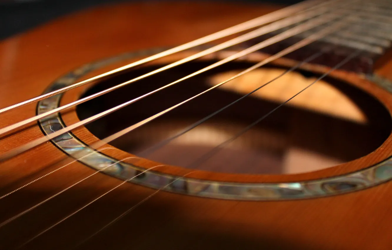 Photo wallpaper macro, music, guitar