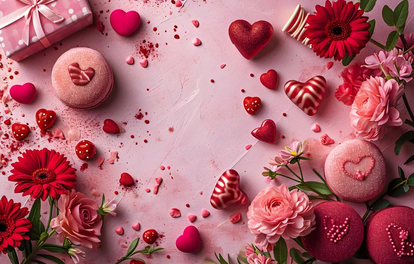 Photo wallpaper love, flowers, gift, romance, heart, roses, bouquet, love