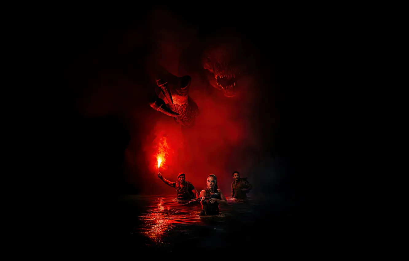 Photo wallpaper fiction, dinosaur, Scarlett Johansson, art, cave, Scarlett Johansson, black background, poster