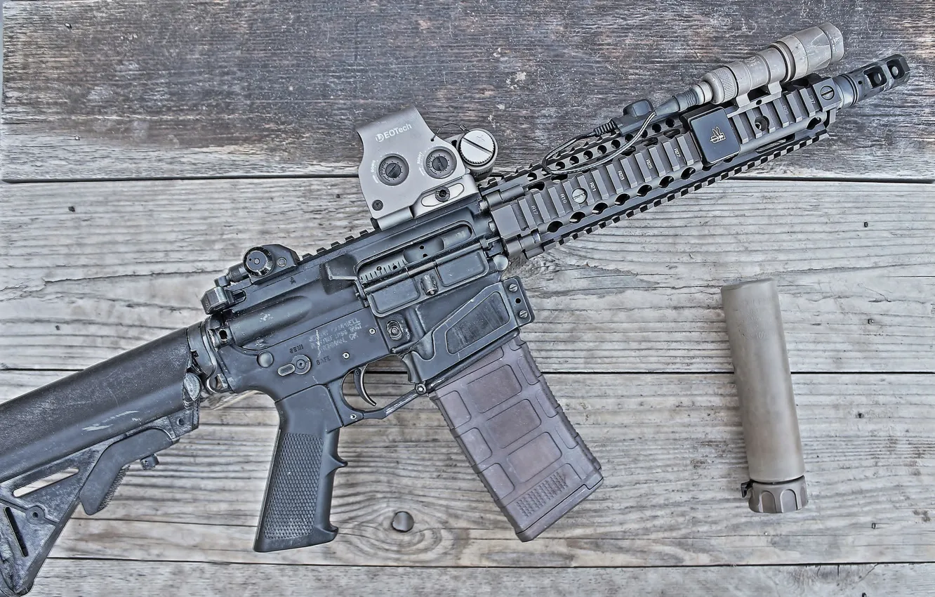 Photo wallpaper rifle, muffler, carabiner, assault, semi-automatic