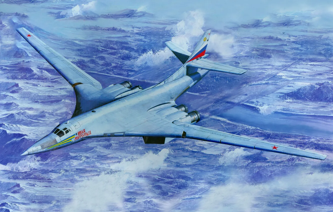 Photo wallpaper aviation, art, the plane, strategic, RUSSIAN AIR FORCE, The Tu-160, Soviet, bomber bomber