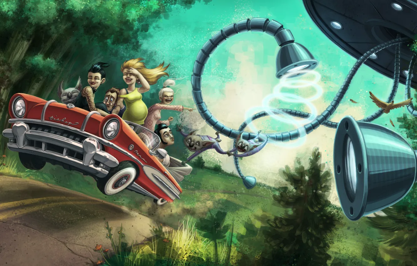 Photo wallpaper machine, fiction, ship, UFO, art, kidnapping, trip